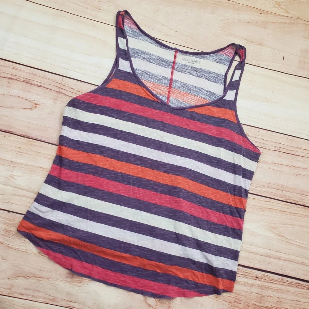 VTG Old Navy Shirt Womens Large Purple Orange Tank Top Sleeveless Top‎ 2000s